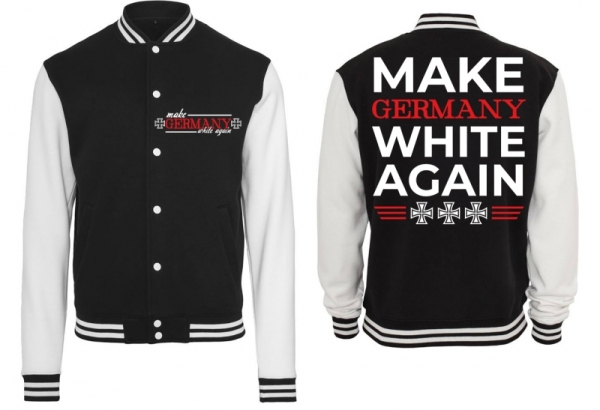 Frauen College Jacke - schwarz/weiß - Make Germany White Again Frauen College Jacke - schwarz/weiß - Make Germany White Again