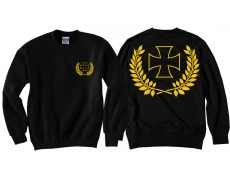 Pullover - Eisernes Kreuz im Kranz- schwarz/gold - Motiv 1 Pullover - Eisernes Kreuz im Kranz- schwarz/gold - Motiv 1
