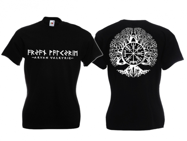 Frauen T-Shirt - Aryan Valkyrie - Vegvisir - schwarz/weiß Frauen T-Shirt - Aryan Valkyrie - Vegvisir - schwarz/weiß
