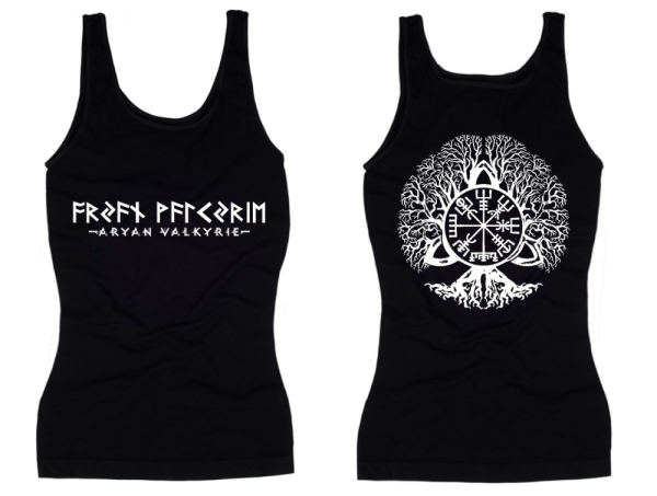 Frauen Top - Aryan Valkyrie - Vegvisir - schwarz/weiß Frauen Top - Aryan Valkyrie - Vegvisir - schwarz/weiß