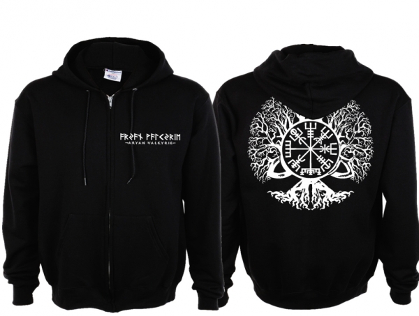 Frauen Kapuzenjacke - Aryan Valkyrie - Vegvisir - schwarz/weiß Frauen Kapuzenjacke - Aryan Valkyrie - Vegvisir - schwarz/weiß