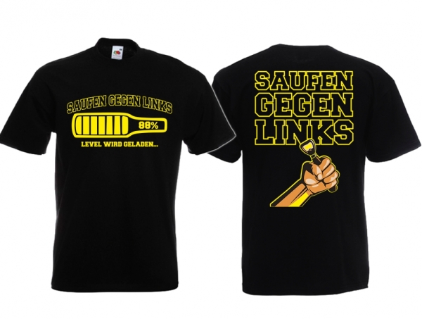 Frauen T-Shirt - Saufen gegen Links - schwarz/gelb Frauen T-Shirt - Saufen gegen Links - schwarz/gelb
