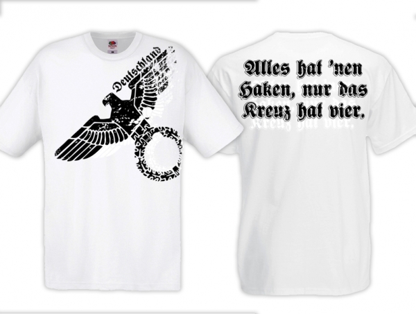 T-Hemd - Alles hat nen Haken, nur das Kreuz hat vier - weiß T-Hemd - Alles hat nen Haken, nur das Kreuz hat vier - weiß