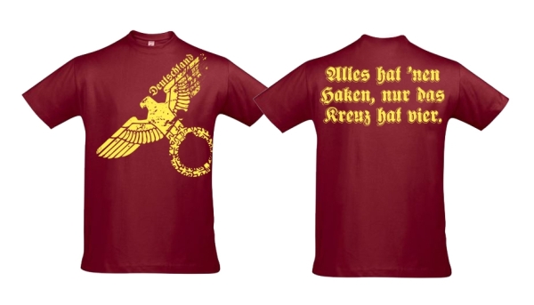 T-Hemd - Alles hat nen Haken, nur das Kreuz hat vier - burgundy T-Hemd - Alles hat nen Haken, nur das Kreuz hat vier - burgundy