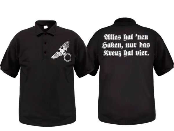 Polo-Shirt - Alles hat nen Haken, nur das Kreuz hat vier - schwarz Polo-Shirt - Alles hat nen Haken, nur das Kreuz hat vier - schwarz