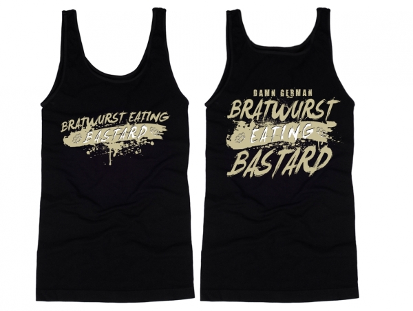 Muskelshirt/Tank Top - Bratwurst eating Bastard - schwarz/beige Muskelshirt/Tank Top - Bratwurst eating Bastard - schwarz/beige