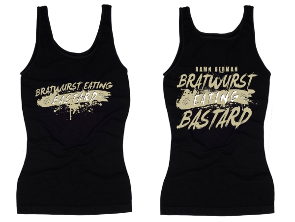 Frauen Top - Bratwurst eating Bastard - schwarz/beige Frauen Top - Bratwurst eating Bastard - schwarz/beige