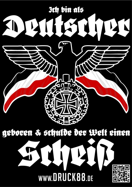 Ich bin als Deutscher geboren und schulde der Welt einen Scheiß - Aufkleber Paket 10 Stück Ich bin als Deutscher geboren und schulde der Welt einen Scheiß - Aufkleber Paket 10 Stück