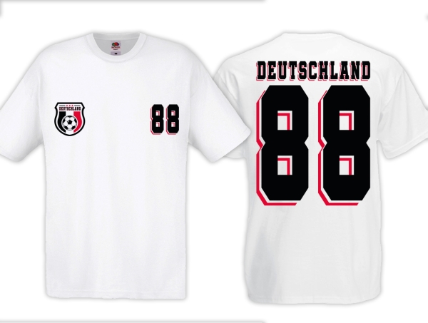 T-Hemd - Fußball - Deutschland - Trikot 88 - Motiv 1 - weiß T-Hemd - Fußball - Deutschland - Trikot 88 - Motiv 1 - weiß