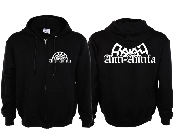 Frauen Kapuzenjacke - Anti Antifa - Sonne - schwarz Frauen Kapuzenjacke - Anti Antifa - Sonne - schwarz