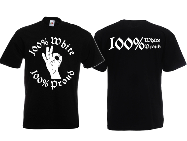 Frauen T-Shirt - White Power - Logo - Modern - 100% White/Proud - großer Frontdruck - schwarz