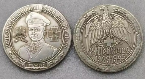 Medallie - Generalfeldmarschall Erich von Manstein - silbern - Sammleranfertigung