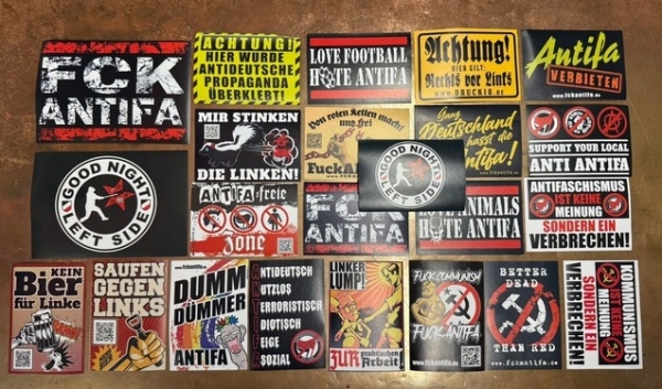 Aktivisten Paket - FCK ANTIFA - 200 Stück + Regenschirm - Kaiserreich - schwarz-weiss-rot