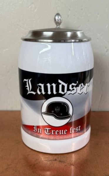 Bierkrug mit Zinndeckel - Landser - In treue fest