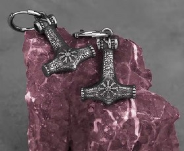 Ohrringe - Thors Hammer - mit Vegvisir - Einzeln Ohrringe - Thors Hammer - mit Vegvisir - Einzeln