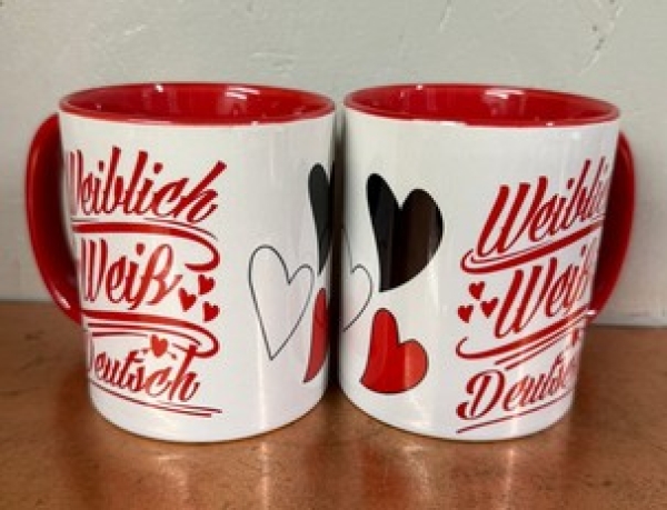 Tasse - rot - weiblich weiß deutsch - SWR
