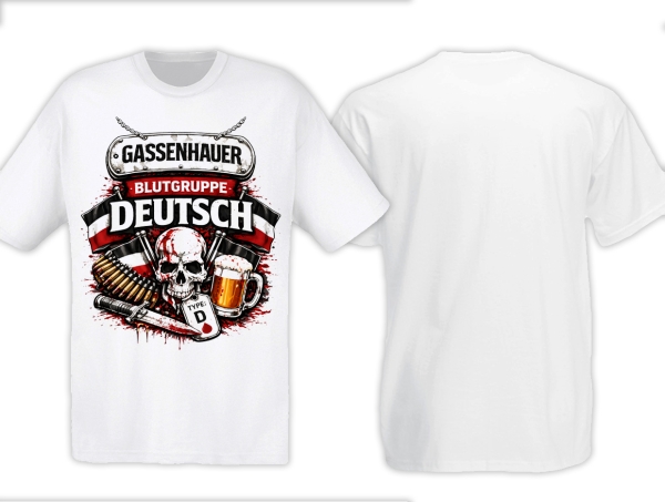T-Hemd - Gassenhauer - Blutgruppe Deutsch - SWR - weiß T-Hemd - Gassenhauer - Blutgruppe Deutsch - SWR - weiß
