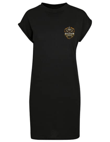 Kleid - Turtle Extended Shoulder Dress - Eiserner Löwe - großer Frontdruck - schwarz Kleid - Turtle Extended Shoulder Dress - Eiserner Löwe - großer Frontdruck - schwarz