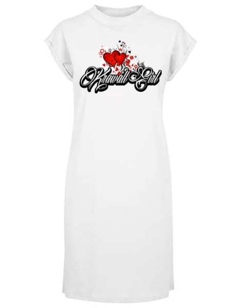 Kleid - Turtle Extended Shoulder Dress - Krawallgirl - Motiv 3-1 - weiß Kleid - Turtle Extended Shoulder Dress - Krawallgirl - Motiv 3-1 - weiß