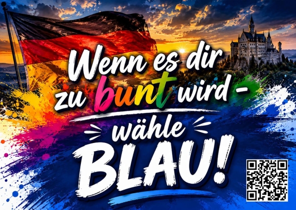 Wenn es dir zu BUNT wird wähle BLAU - Aufkleber Paket 50 Stück Wenn es dir zu BUNT wird wähle BLAU - Aufkleber Paket 50 Stück