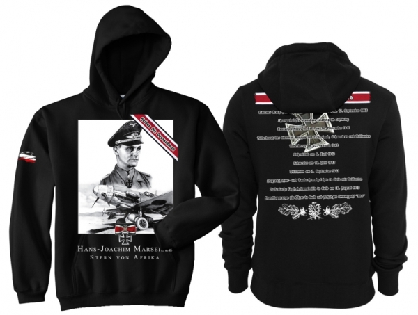 Frauen - Kapuzenpullover - Helden für Deutschland - Hans-Joachim Marseille - schwarz Frauen - Kapuzenpullover - Helden für Deutschland - Hans-Joachim Marseille - schwarz