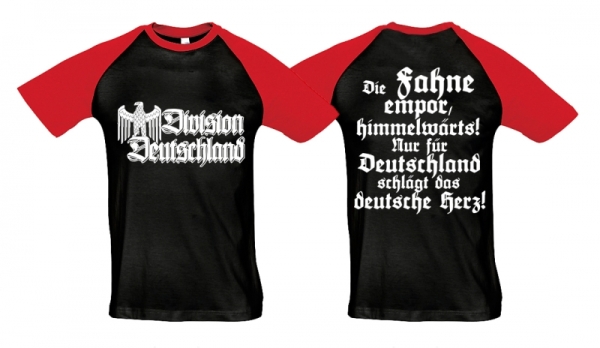 Raglan T-Shirt - Division Deutschland - mit Spruch - schwarz/rot Raglan T-Shirt - Division Deutschland - mit Spruch - schwarz/rot