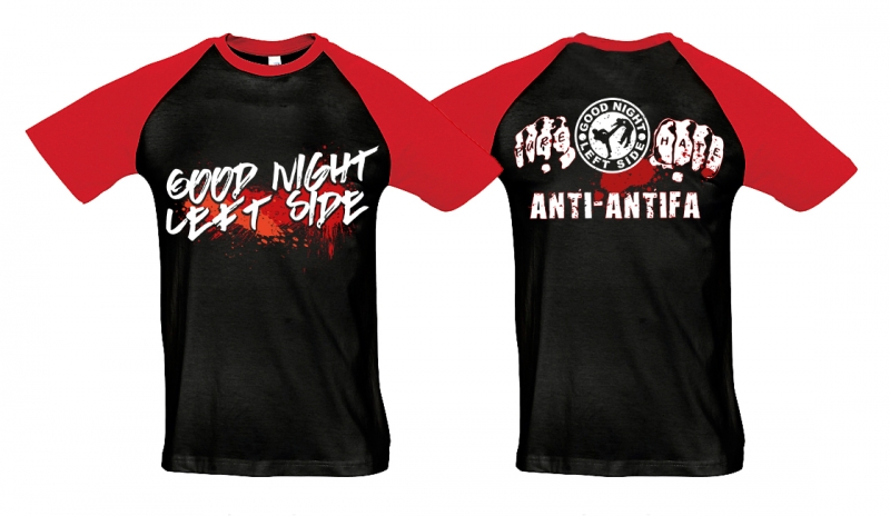 Neue Kollektion Raglan T-Shirt schwarz/rot Night Left Good Anti-Antifa - Side - 