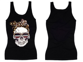 Frauen Top - Leoparden Schädel - schwarz Frauen Top - Leoparden Schädel - schwarz