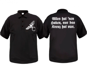 Polo-Shirt - Alles hat nen Haken, nur das Kreuz hat vier - schwarz Polo-Shirt - Alles hat nen Haken, nur das Kreuz hat vier - schwarz
