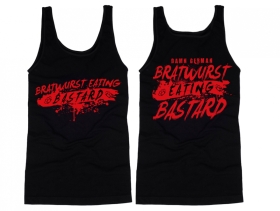 Muskelshirt/Tank Top - Bratwurst eating Bastard - schwarz/rot Muskelshirt/Tank Top - Bratwurst eating Bastard - schwarz/rot