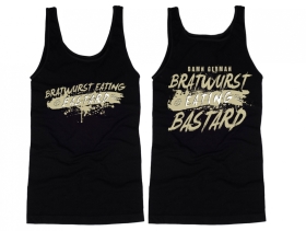 Muskelshirt/Tank Top - Bratwurst eating Bastard - schwarz/beige Muskelshirt/Tank Top - Bratwurst eating Bastard - schwarz/beige