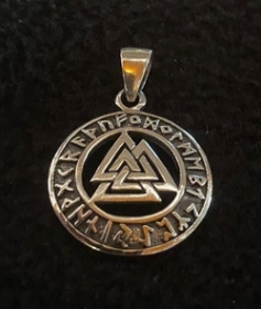 Silber Kettenanhänger - Wotans Knoten mit Runen - 925 Silber